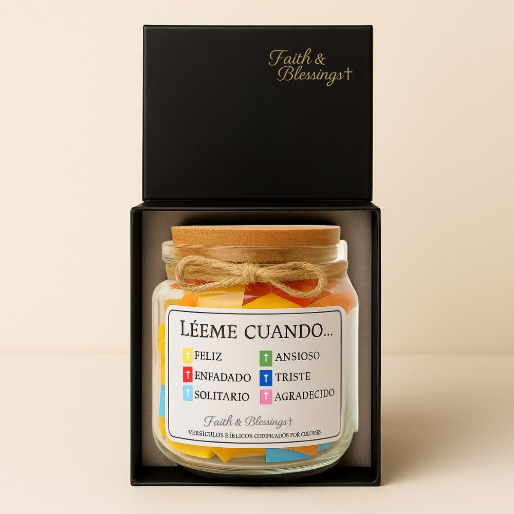 Frasco de Versículos Bíblicos (Caja de Regalo Incluida)